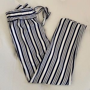 Navy blue and white striped pants from Zara